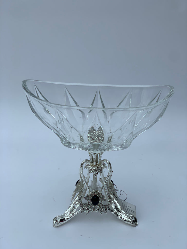 Glass Bowl with Silver Effect Stand