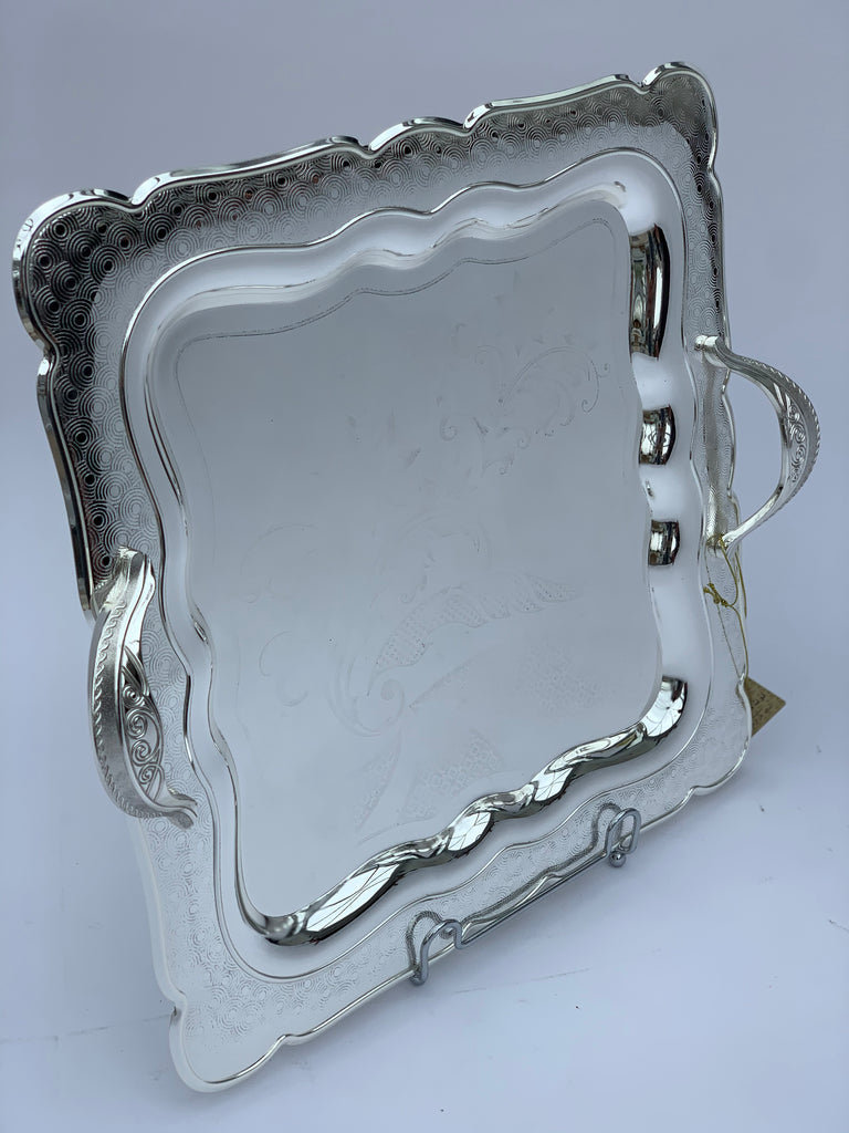 Silver Effect Polished 40 cm x 40 cm Square Tray
