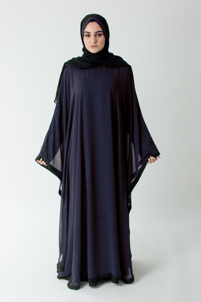 Navy Batwing Abaya | Closed Abaya's by Arabesque