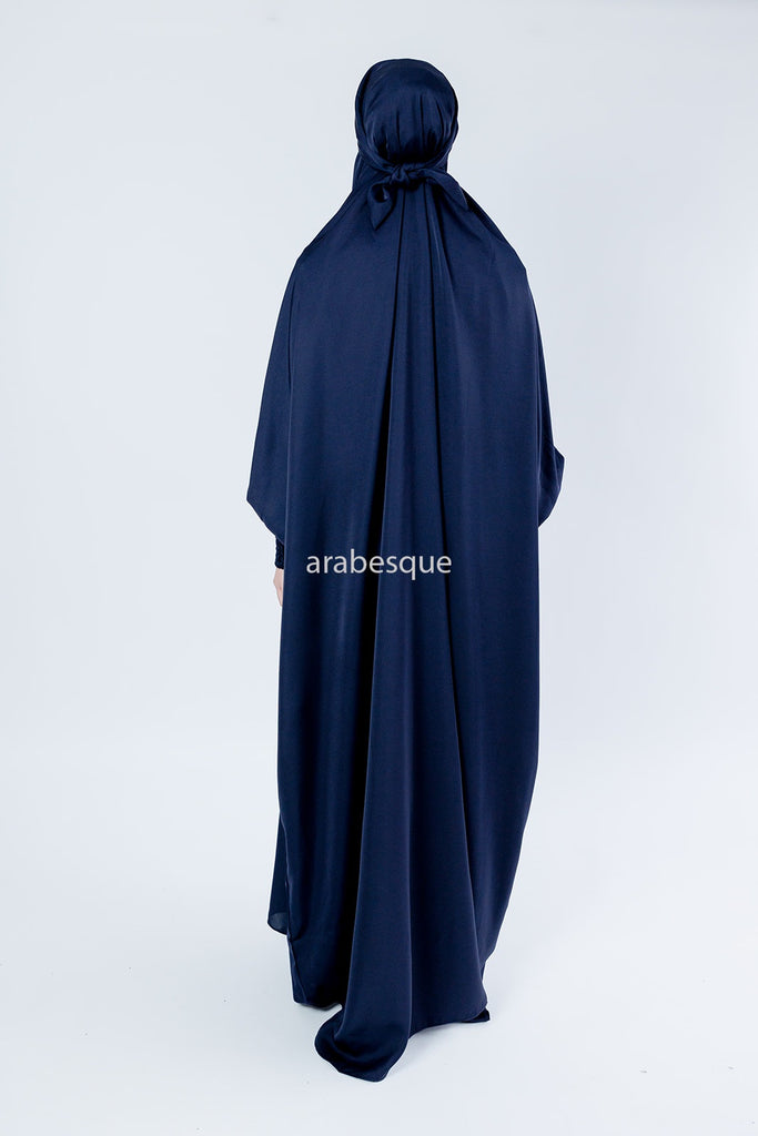 Navy Jilbab Abaya – Premium One-Piece Design with Elastic Sleeves