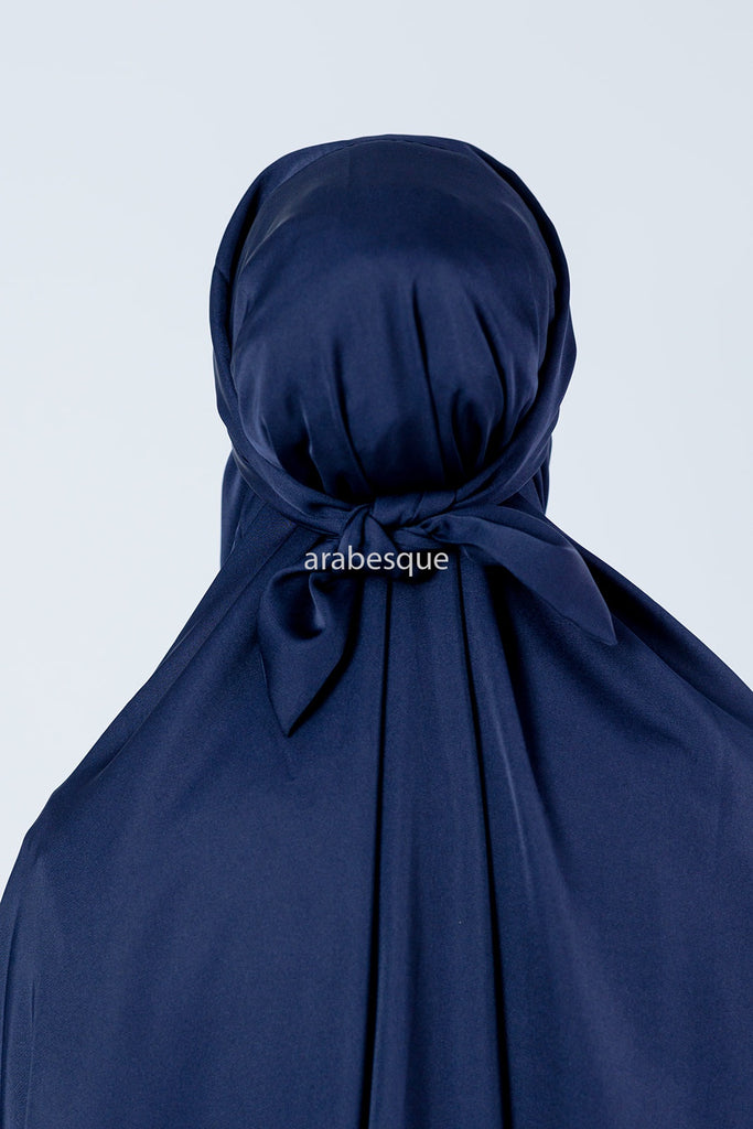 Navy Jilbab Abaya – Premium One-Piece Design with Elastic Sleeves