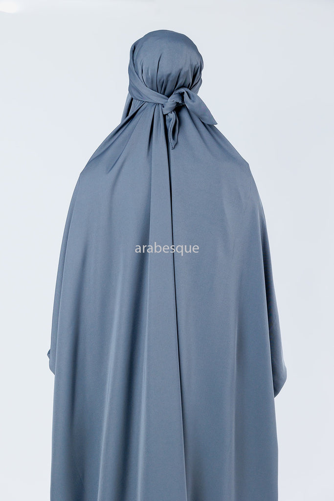 Grey Jilbab Abaya – Premium One-Piece Design with Elastic Sleeves