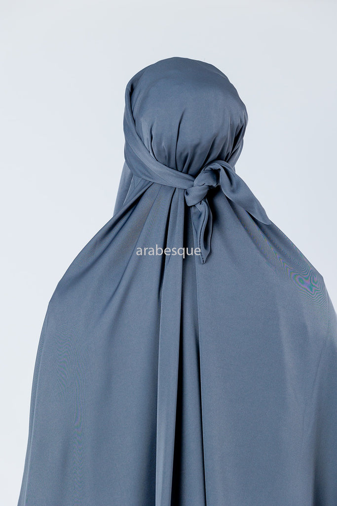 Grey Jilbab Abaya – Premium One-Piece Design with Elastic Sleeves