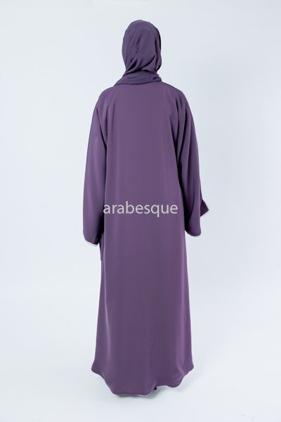 Luxury Reversible Purple & Stone Open Abaya