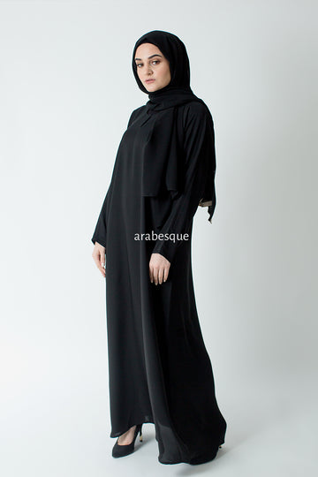 Black Plain Closed Abaya with pocket