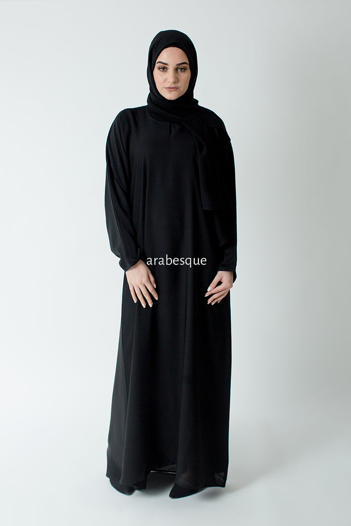 Black Plain Nidha Closed Abaya