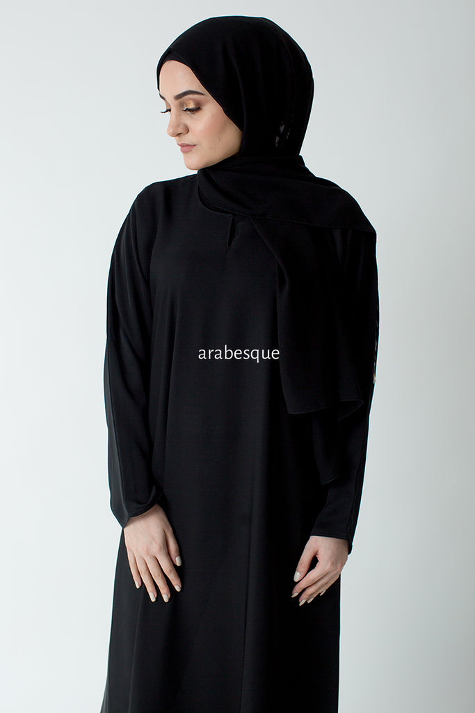 Black Internet Material Closed Abaya