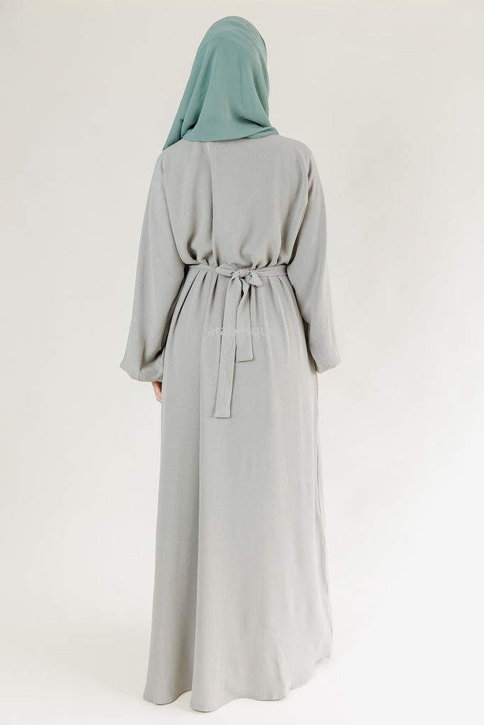 Sage Double Layer Open Abaya – Inner Slip Included