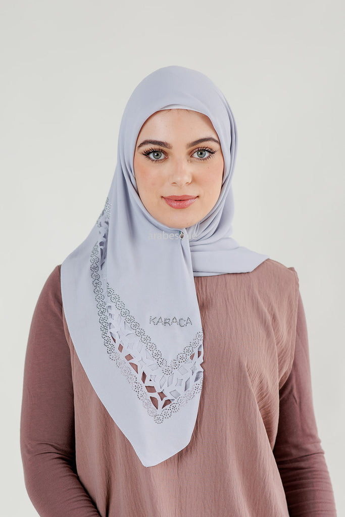 Premium Karaca 110cm Square Diamante Laser Cut Edge Hijab