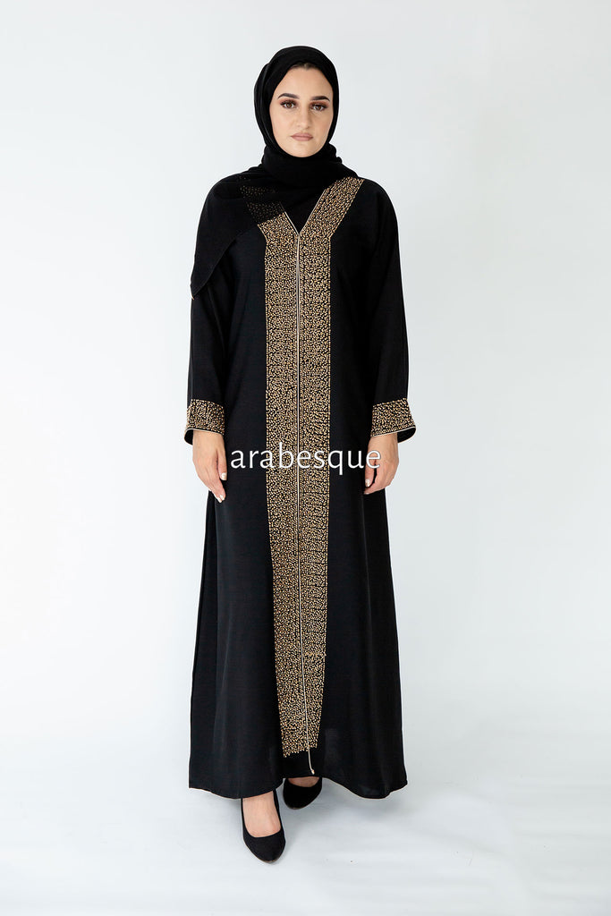 Jawahir Black Abaya | Open Abaya's by Arabesque