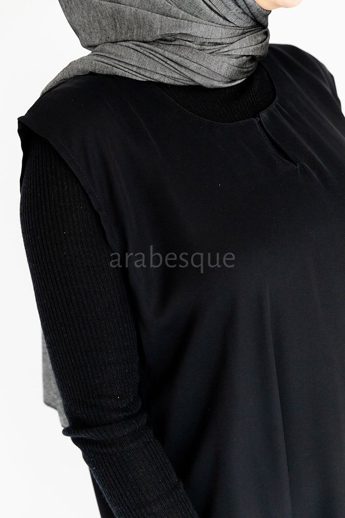 Premium Nida Black Sleeveless Slip Dress