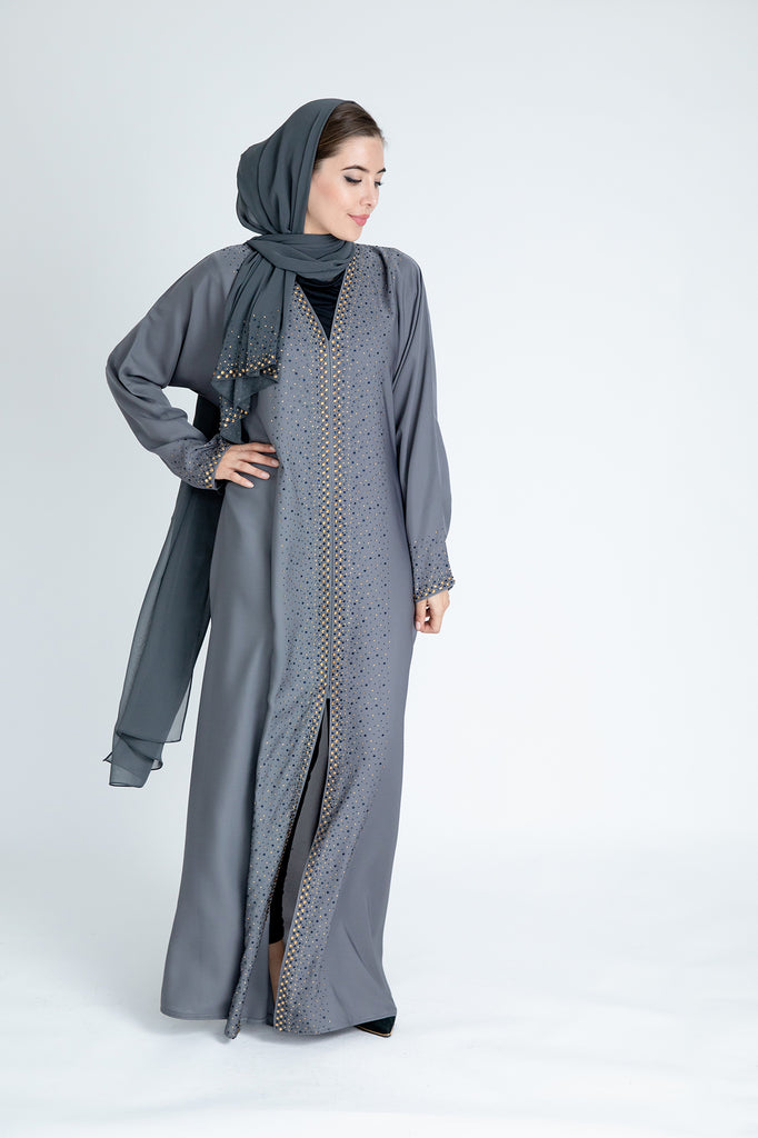 Grey Shimmer Abaya