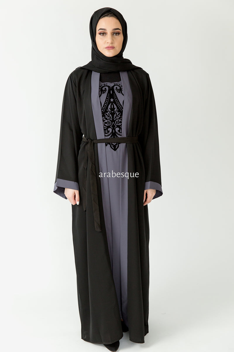 Layan Grey Abaya | Closed Abaya's by Arabesque