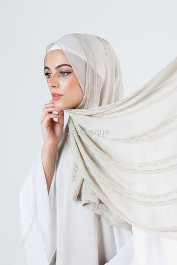 Kashkha Chiffon Pleated Stripe Hijab
