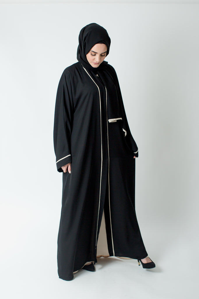 Cream Border Abaya | Classic Abaya's by Arabesque