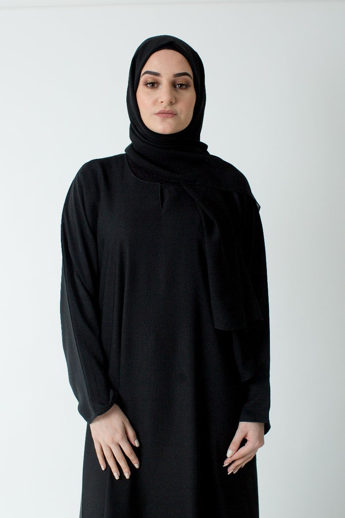 Premium Black Closed Abaya – Plain Design with Pocket