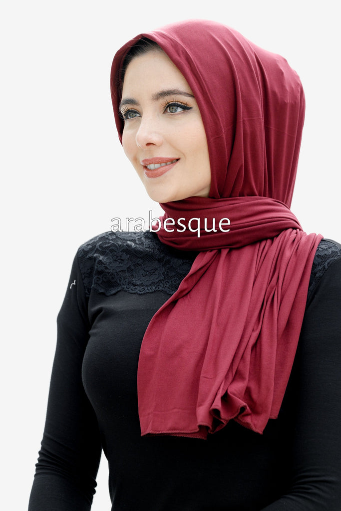 Modal Elastene Jersey Hijab in Maroon