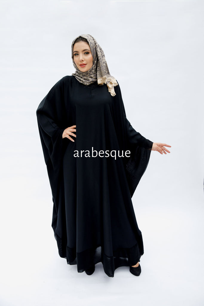 Black Closed Abaya – Plain Premium Nidha Batwing Style