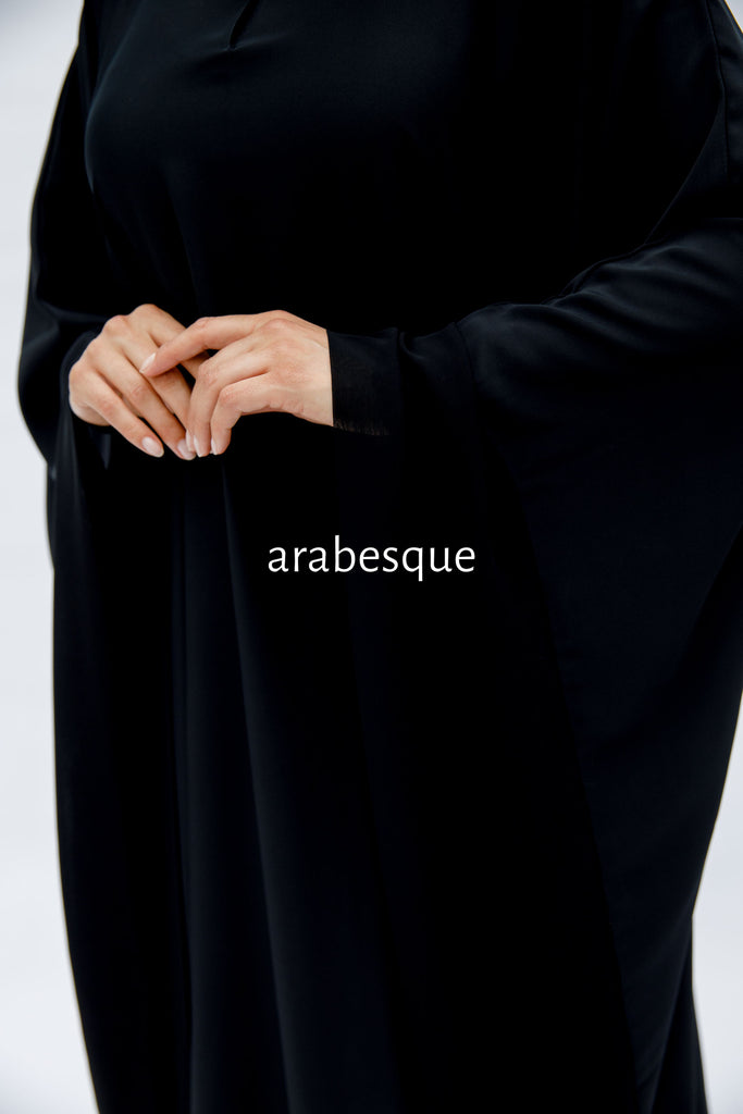 Black Closed Abaya – Plain Premium Nidha Batwing Style