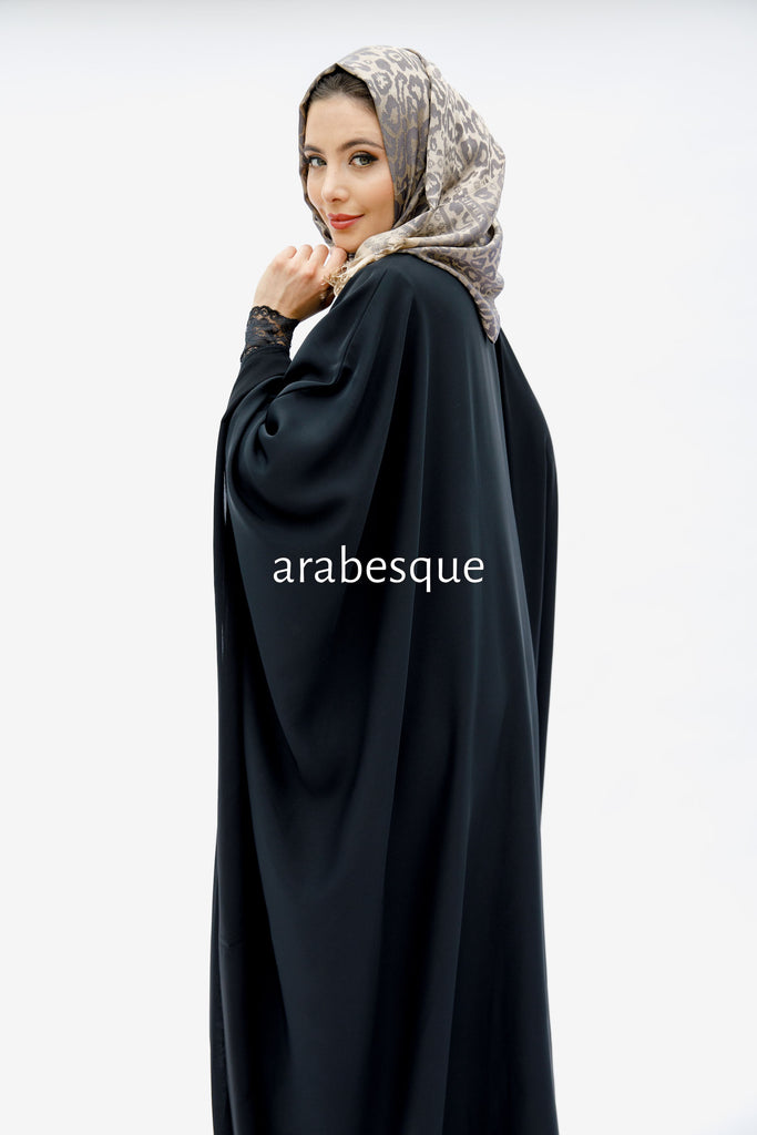 Black Closed Abaya – Plain Premium Nidha Batwing Style