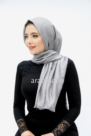 Shimmer Long Hijab in Grey